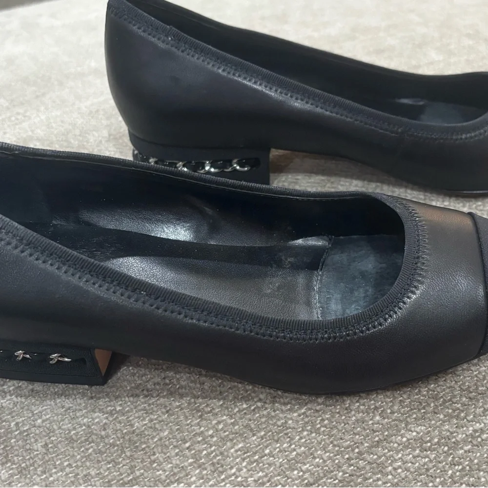 Vaneli Black Leather Low Heels - Picture 4 of 5